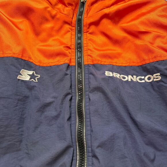 Vintage Denver Broncos Starter Jacket XL NFL Pro Line Blue Orange Full Zip READ - Picture 7 of 14